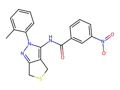 N-[2-(2-methylphenyl)-4,6-dihydrothieno[3,4-c]pyrazol-3-yl]-3-nitrobenzamide structure