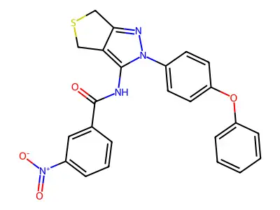 3-nitro-N-[2-(4-phenoxyphenyl)-4,6-dihydrothieno[3,4-c]pyrazol-3-yl]benzamide structure