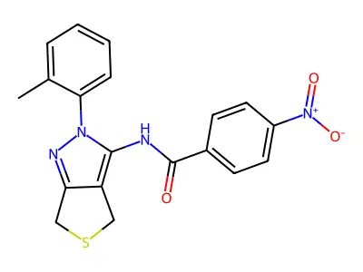 N-[2-(2-methylphenyl)-4,6-dihydrothieno[3,4-c]pyrazol-3-yl]-4-nitrobenzamide structure