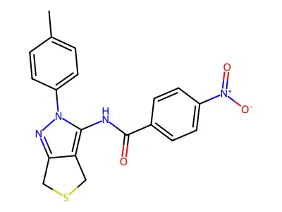 N-[2-(4-methylphenyl)-4,6-dihydrothieno[3,4-c]pyrazol-3-yl]-4-nitrobenzamide structure