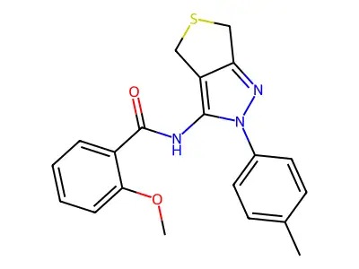 2-methoxy-N-[2-(4-methylphenyl)-4,6-dihydrothieno[3,4-c]pyrazol-3-yl]benzamide structure