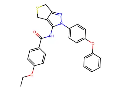 4-ethoxy-N-[2-(4-phenoxyphenyl)-4,6-dihydrothieno[3,4-c]pyrazol-3-yl]benzamide structure