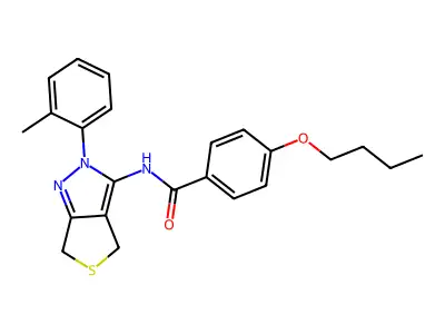 4-butoxy-N-(2-(o-tolyl)-4,6-dihydro-2H-thieno[3,4-c]pyrazol-3-yl)benzamide structure