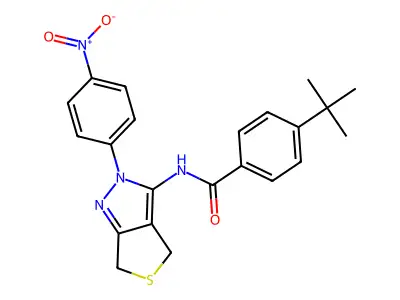 4-tert-butyl-N-[2-(4-nitrophenyl)-4,6-dihydrothieno[3,4-c]pyrazol-3-yl]benzamide structure