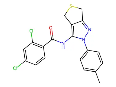 2,4-dichloro-N-(2-(p-tolyl)-4,6-dihydro-2H-thieno[3,4-c]pyrazol-3-yl)benzamide structure