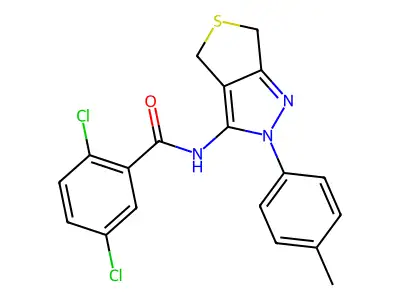 2,5-dichloro-N-(2-(p-tolyl)-4,6-dihydro-2H-thieno[3,4-c]pyrazol-3-yl)benzamide structure