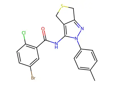 5-bromo-2-chloro-N-(2-(p-tolyl)-4,6-dihydro-2H-thieno[3,4-c]pyrazol-3-yl)benzamide structure