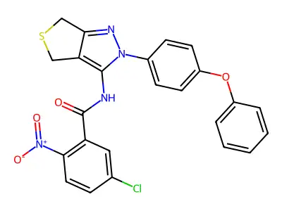 5-chloro-2-nitro-N-(2-(4-phenoxyphenyl)-4,6-dihydro-2H-thieno[3,4-c]pyrazol-3-yl)benzamide structure