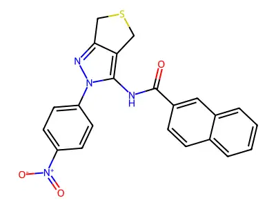 N-(2-(4-nitrophenyl)-4,6-dihydro-2H-thieno[3,4-c]pyrazol-3-yl)-2-naphthamide structure