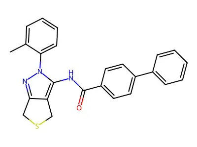 N-[2-(2-methylphenyl)-4,6-dihydrothieno[3,4-c]pyrazol-3-yl]-4-phenylbenzamide structure