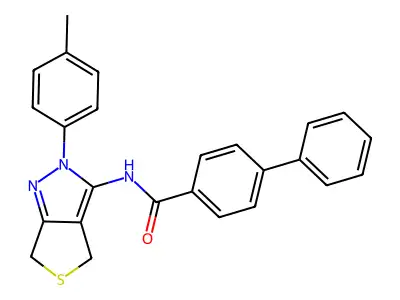 N-[2-(4-methylphenyl)-4,6-dihydrothieno[3,4-c]pyrazol-3-yl]-4-phenylbenzamide structure