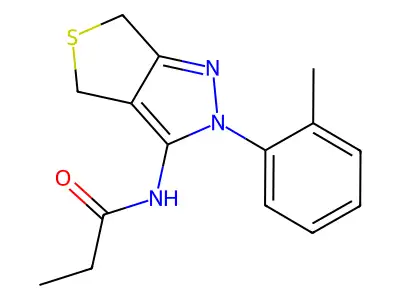 N-[2-(2-methylphenyl)-4,6-dihydrothieno[3,4-c]pyrazol-3-yl]propanamide structure