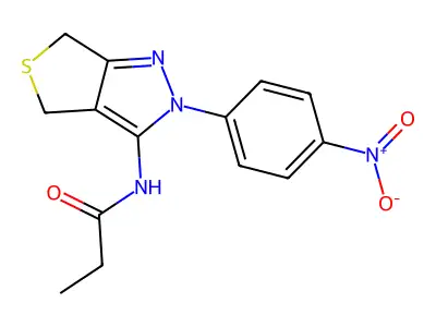N-[2-(4-nitrophenyl)-4,6-dihydrothieno[3,4-c]pyrazol-3-yl]propanamide structure