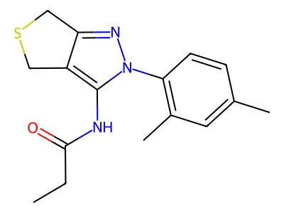 N-[2-(2,4-dimethylphenyl)-4,6-dihydrothieno[3,4-c]pyrazol-3-yl]propanamide structure