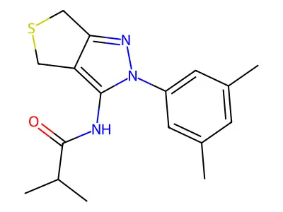 N-(2-(3,5-dimethylphenyl)-4,6-dihydro-2H-thieno[3,4-c]pyrazol-3-yl)isobutyramide structure
