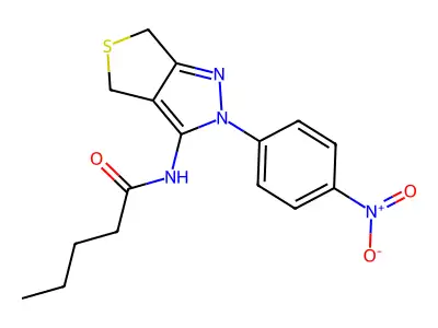 N-[2-(4-nitrophenyl)-4,6-dihydrothieno[3,4-c]pyrazol-3-yl]pentanamide structure