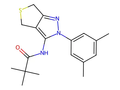 N-(2-(3,5-dimethylphenyl)-4,6-dihydro-2H-thieno[3,4-c]pyrazol-3-yl)pivalamide structure