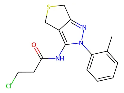 3-chloro-N-[2-(2-methylphenyl)-4,6-dihydrothieno[3,4-c]pyrazol-3-yl]propanamide structure