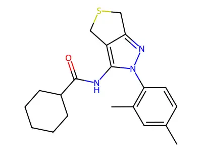 N-(2-(2,4-dimethylphenyl)-4,6-dihydro-2H-thieno[3,4-c]pyrazol-3-yl)cyclohexanecarboxamide structure