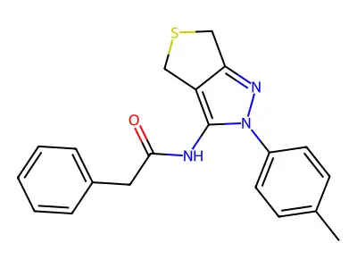 N-[2-(4-methylphenyl)-4,6-dihydrothieno[3,4-c]pyrazol-3-yl]-2-phenylacetamide structure