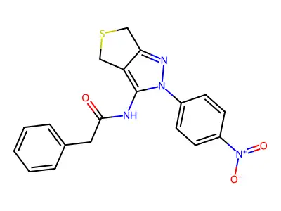 N-[2-(4-nitrophenyl)-4,6-dihydrothieno[3,4-c]pyrazol-3-yl]-2-phenylacetamide structure