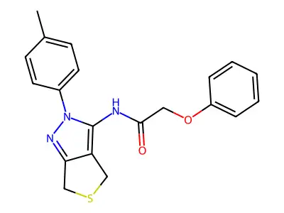2-phenoxy-N-(2-(p-tolyl)-4,6-dihydro-2H-thieno[3,4-c]pyrazol-3-yl)acetamide structure