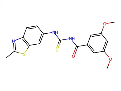 3,5-dimethoxy-N-((2-methylbenzo[d]thiazol-6-yl)carbamothioyl)benzamide structure