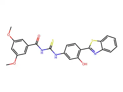 3-[4-(1,3-benzothiazol-2-yl)-3-hydroxyphenyl]-1-(3,5-dimethoxybenzoyl)thiourea structure