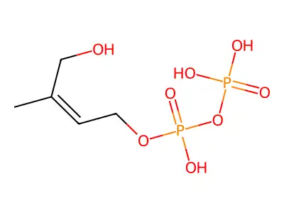 (2E)-4-hydroxy-3-methylbut-2-en-1-yl trihydrogen diphosphate structure
