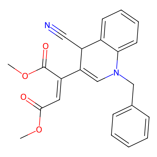 dimethyl (Z)-2-(1-benzyl-4-cyano-4H-quinolin-3-yl)but-2-enedioate structure