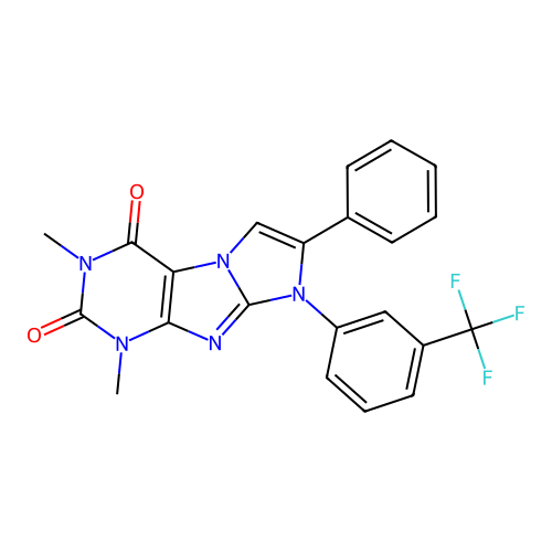 1,3-dimethyl-7-phenyl-8-[3-(trifluoromethyl)phenyl]-1H-imidazo[2,1-f]purine-2,4(3H,8H)-dione structure