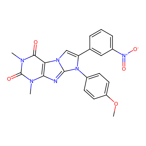 8-(4-methoxyphenyl)-1,3-dimethyl-7-(3-nitrophenyl)-1H-imidazo[2,1-f]purine-2,4(3H,8H)-dione structure