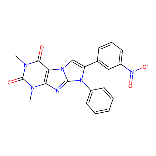 1,3-dimethyl-7-(3-nitrophenyl)-8-phenyl-1H-imidazo[2,1-f]purine-2,4(3H,8H)-dione structure