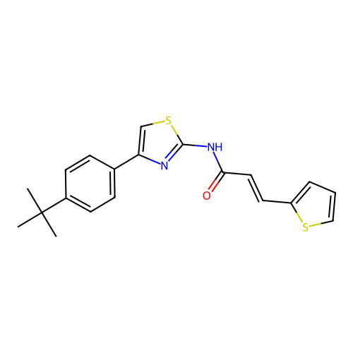 (E)-N-(4-(4-(tert-butyl)phenyl)thiazol-2-yl)-3-(thiophen-2-yl)acrylamide structure