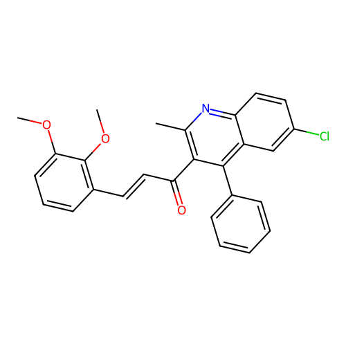 (E)-1-(6-chloro-2-methyl-4-phenylquinolin-3-yl)-3-(2,3-dimethoxyphenyl)prop-2-en-1-one structure