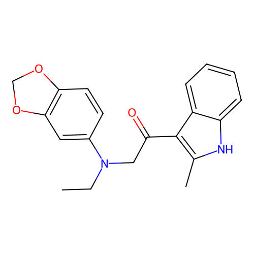 2-[1,3-benzodioxol-5-yl(ethyl)amino]-1-(2-methyl-1H-indol-3-yl)ethanone structure