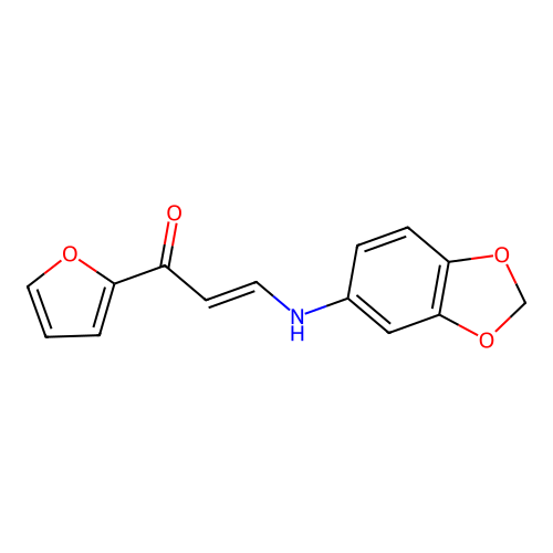 (2E)-3-(1,3-benzodioxol-5-ylamino)-1-(furan-2-yl)prop-2-en-1-one structure