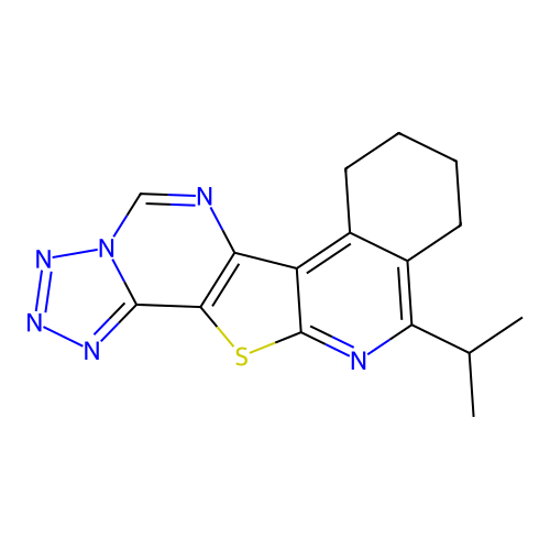 11-(propan-2-yl)-7,8,9,10-tetrahydrotetrazolo[1'',5'':1',6']pyrimido[4',5':4,5]thieno[2,3-c]isoquinoline structure
