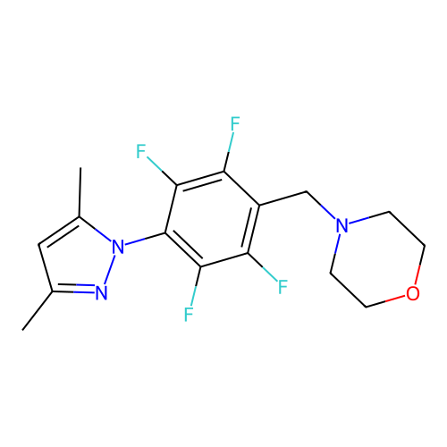 4-[4-(3,5-dimethyl-1H-pyrazol-1-yl)-2,3,5,6-tetrafluorobenzyl]morpholine structure