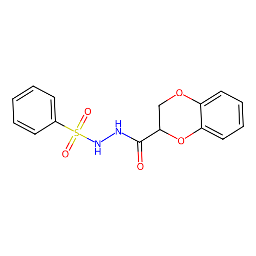 N'-(phenylsulfonyl)-2,3-dihydro-1,4-benzodioxine-2-carbohydrazide structure