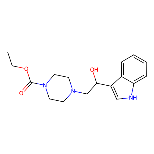 Ethyl 4-[2-hydroxy-2-(1H-indol-3-yl)ethyl]piperazine-1-carboxylate structure