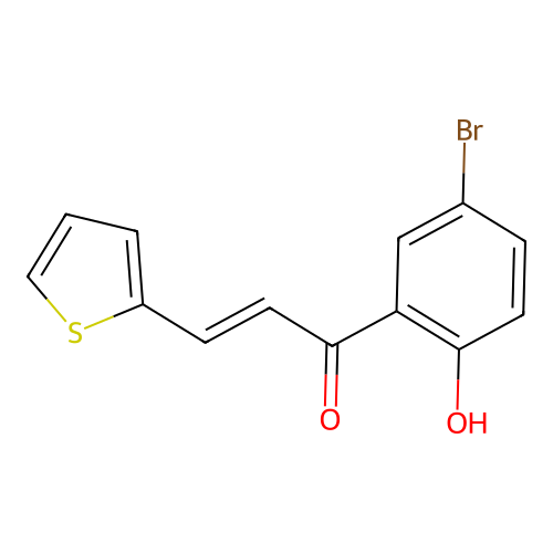 (2E)-1-(5-bromo-2-hydroxyphenyl)-3-(thiophen-2-yl)prop-2-en-1-one structure