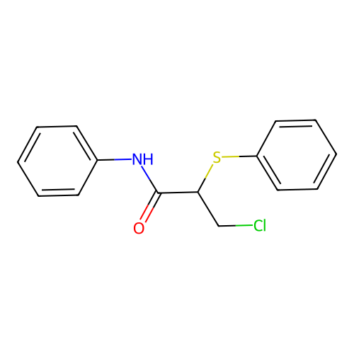 3-chloro-N-phenyl-2-phenylsulfanylpropanamide structure