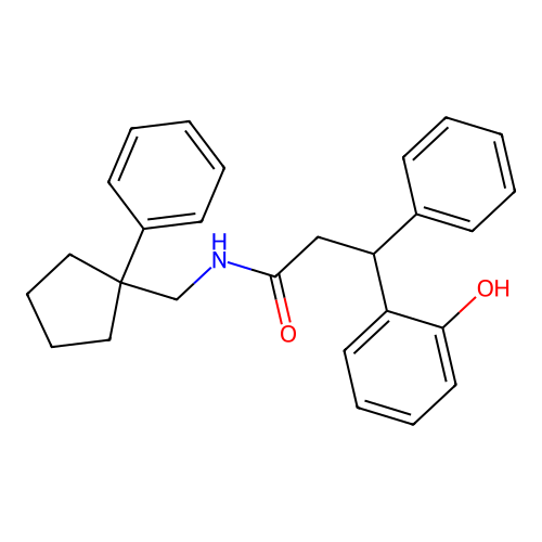 3-(2-hydroxyphenyl)-3-phenyl-N-[(1-phenylcyclopentyl)methyl]propanamide structure