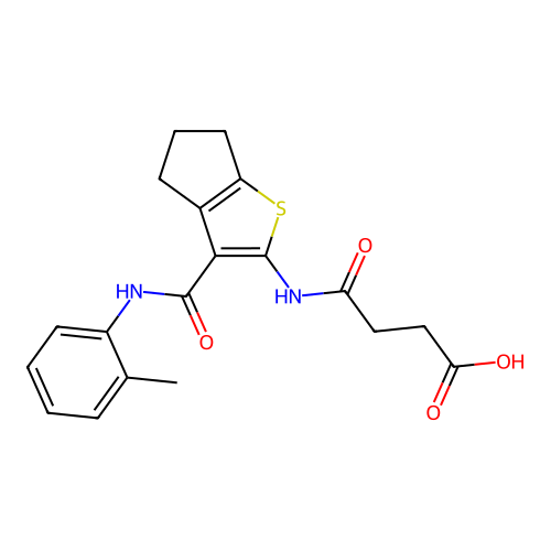 3-(N-{3-[N-(2-methylphenyl)carbamoyl]-4,5,6-trihydrocyclopenta[2,1-d]thiophen- 2-yl}carbamoyl)propanoic acid structure