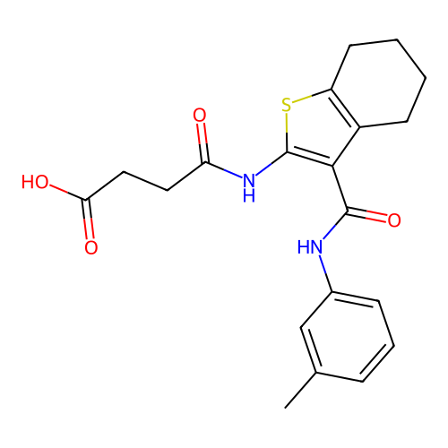 3-(N-{3-[N-(3-methylphenyl)carbamoyl]-4,5,6,7-tetrahydrobenzo[b]thiophen-2-yl} carbamoyl)propanoic acid structure