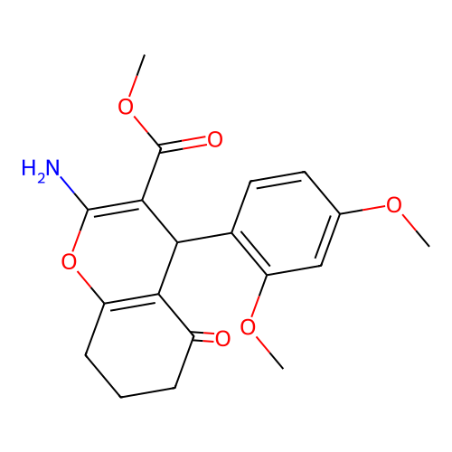 methyl 2-amino-4-(2,4-dimethoxyphenyl)-5-oxo-4,6,7,8-tetrahydrochromene-3-carboxylate structure