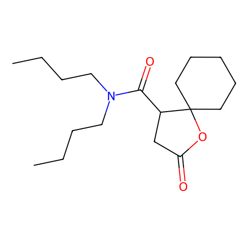N,N-dibutyl-2-oxo-1-oxaspiro[4.5]decane-4-carboxamide structure