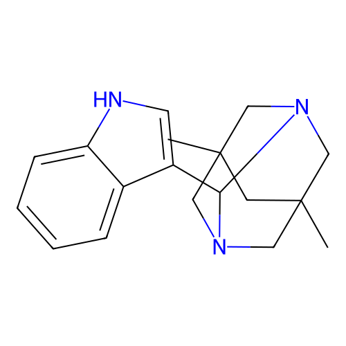 (1r,3r,5r,7r)-2-(1H-indol-3-yl)-5,7-dimethyl-1,3-diazaadamantane structure