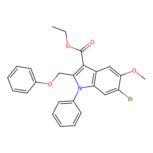 ethyl 6-bromo-5-methoxy-2-(phenoxymethyl)-1-phenyl-1H-indole-3-carboxylate structure